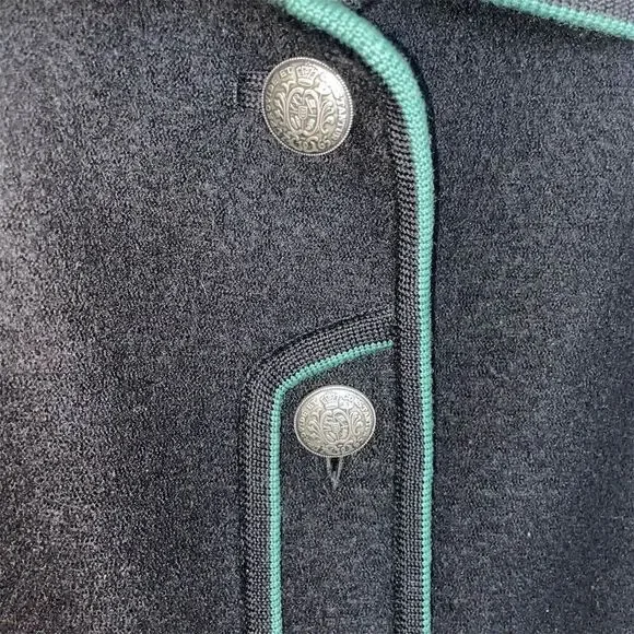 Geiger Women's Blue Boiled Wool Jacket Size 36 Shawl Collar Mid-Length - Picture 4 of 6